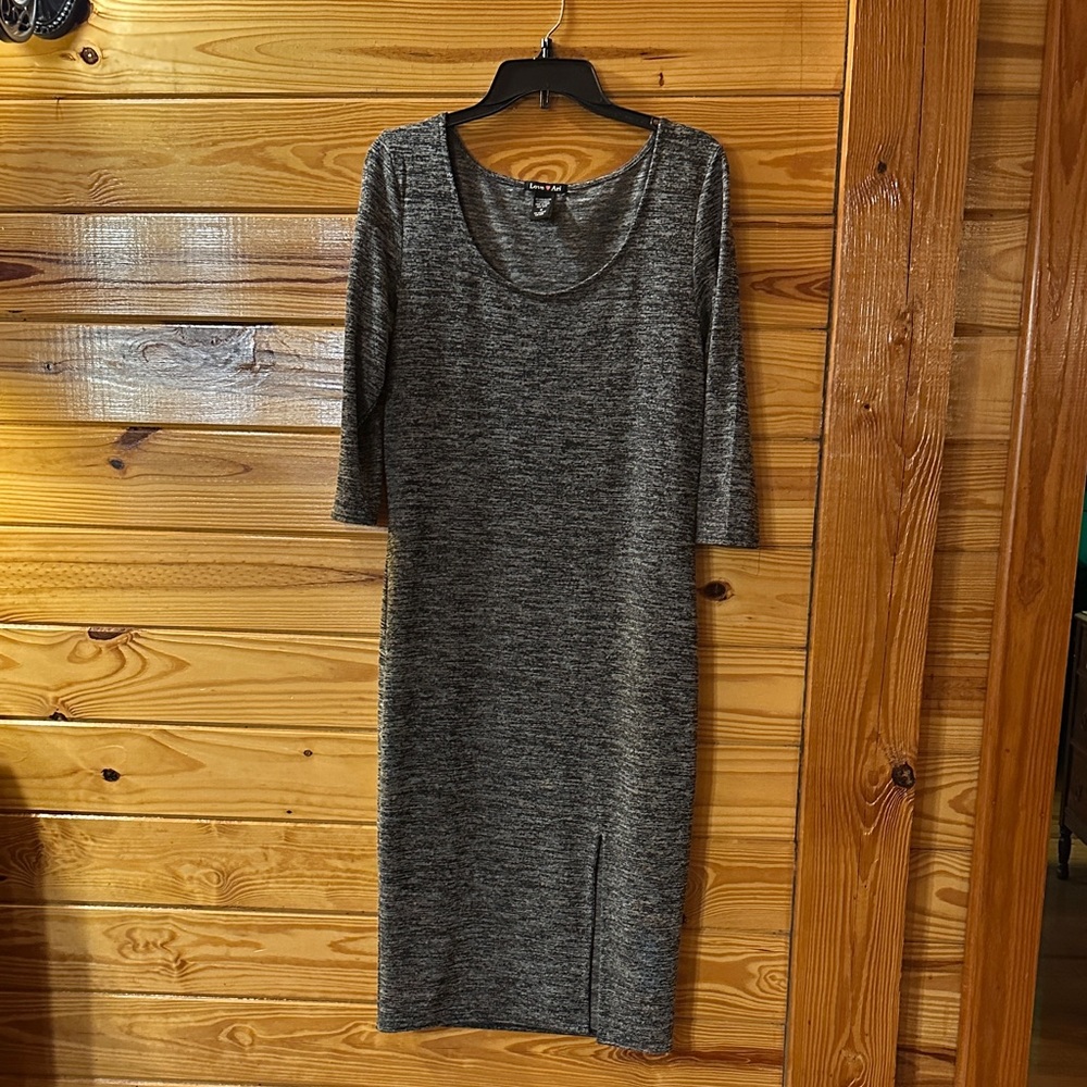 Charcoal Long Sleeve Knit Dress